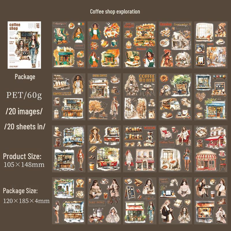 Beautiful Day Character Girl Scenery PET Sticker Book: Girl's Handbook Series with 4 Styles & 20 Sheets Each