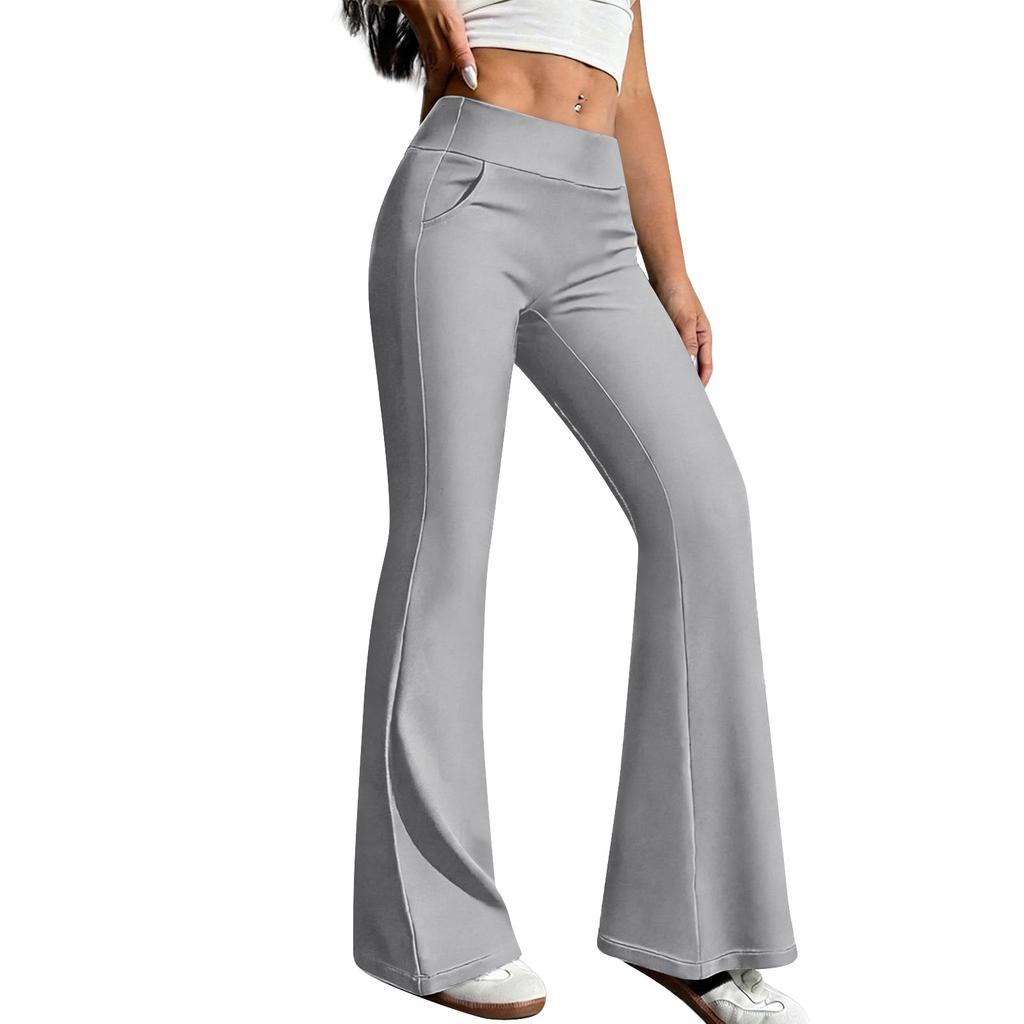 Damyogabyxor Casualbyxor Slacks Med Fickor Hög Midja