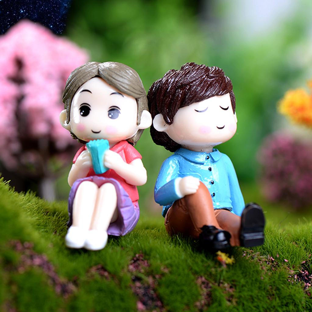 Couple Garden Ornament Miniature Flower Figurine Terrarium Bonsai