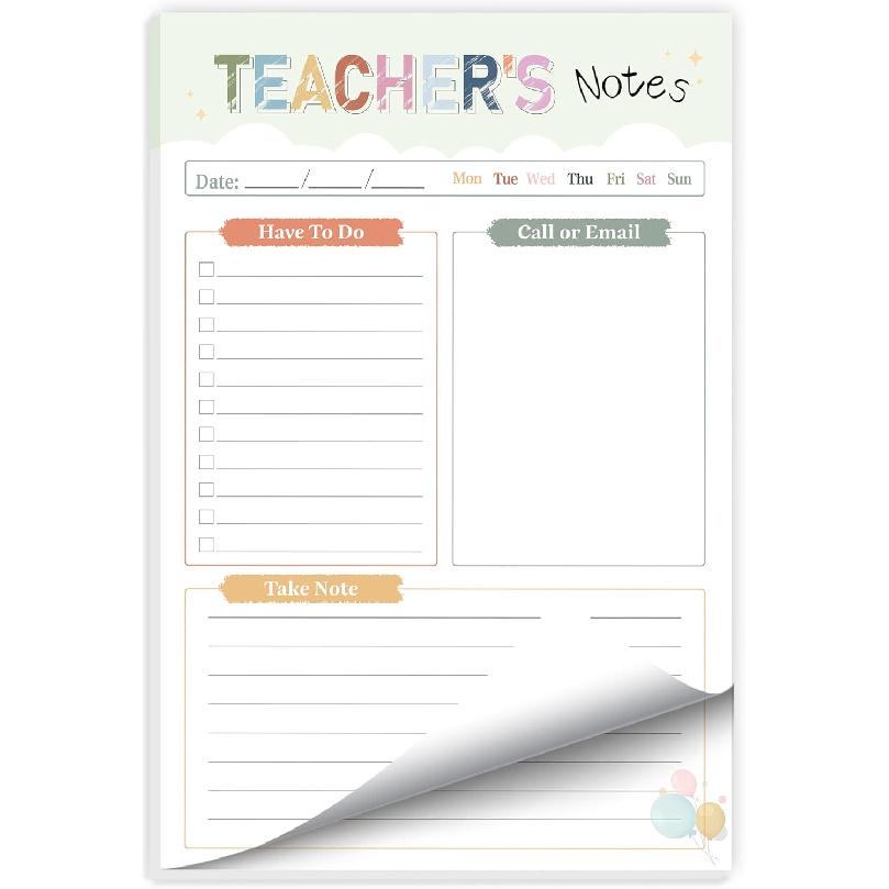 Teacher Notepad - To Do List Notepad, Teacher Appreciation Gifts Planner, 50 Sheets, 5.6 x 8.3 Inches Tear-Off Notepads for Stationery Must-Have