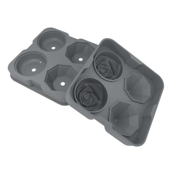 Ice Cube Rose Tray Mold Shape Leak-proof Silicone 4 Cavity Small Funnel Ice