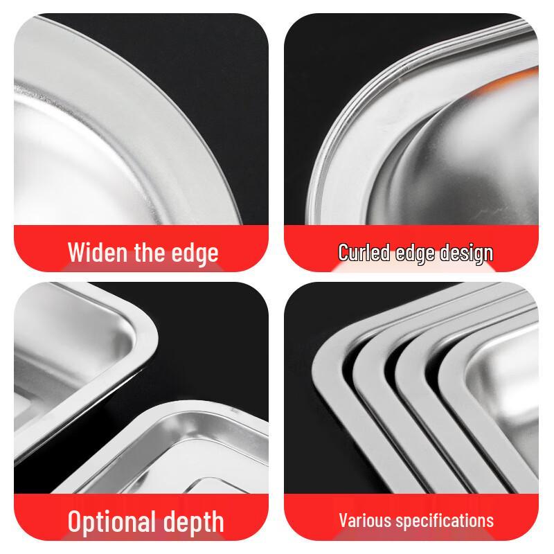 304 Stainless Steel Rectangular Flat Tray