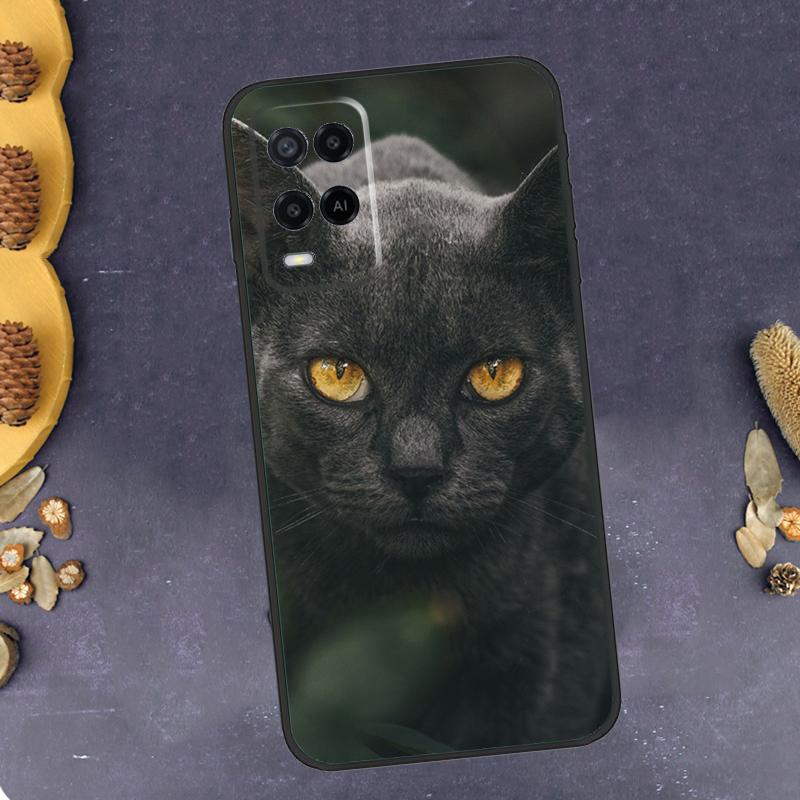 Black Cat Staring Eye Phone Case For Oppo A78 A38 A58 A74 A15 A80 A60 A40 A94 A54 A98 A18 A16 A76 A96 A17 A77 A57S