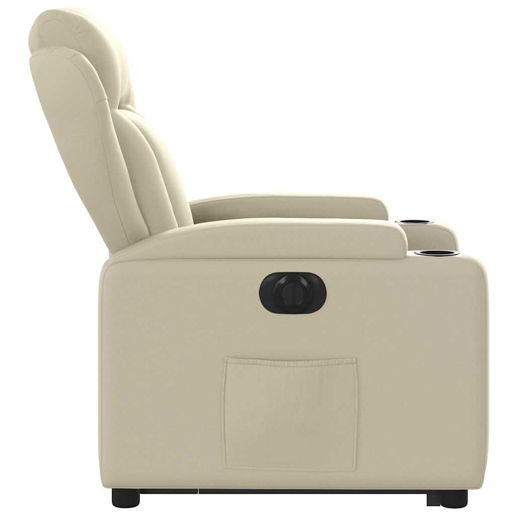 Electric Recliner Chair with Rising Assistance Cream Artificial Leather