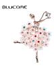 Blucome New Rhinestone Ballet Girl Brooch for Women Baroque Trendy Elegant Circle Brooch Pins Party Wedding Gifts