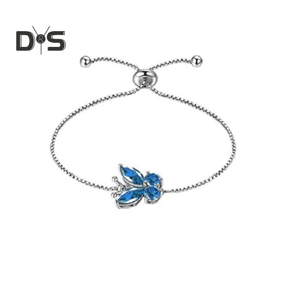 1 Set Jewelry Set Sparkling Rhinestones Inlaid Butterfly Pendant Necklace Ear Studs Opening Ring Set Jewelry Gift