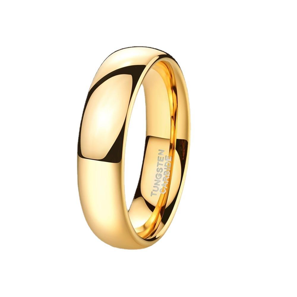 Classic Tungsten Ring, Wide Sphere, 2/4/6/8mm, Gold Straight Edge Tungsten Steel Wedding Ring for Women and Men