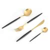 4Pcs Set Stainless Steel Colored Tableware Spoon Fork Knife Dinnerware Home Use White  Golden