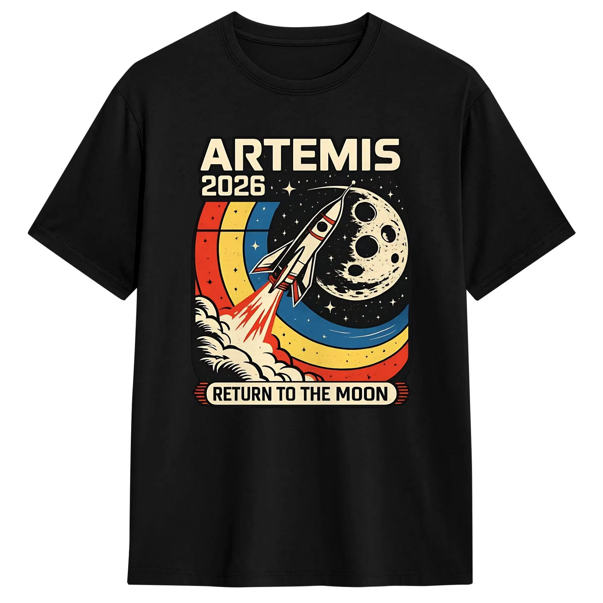 Футболка Artemis II 2026 Миссия на Луну Летние Харадзюку Футболки Женские Хлопок Дышащий Большого Размера Топы Футболки С Коротким Рукавом... S разноцветный
