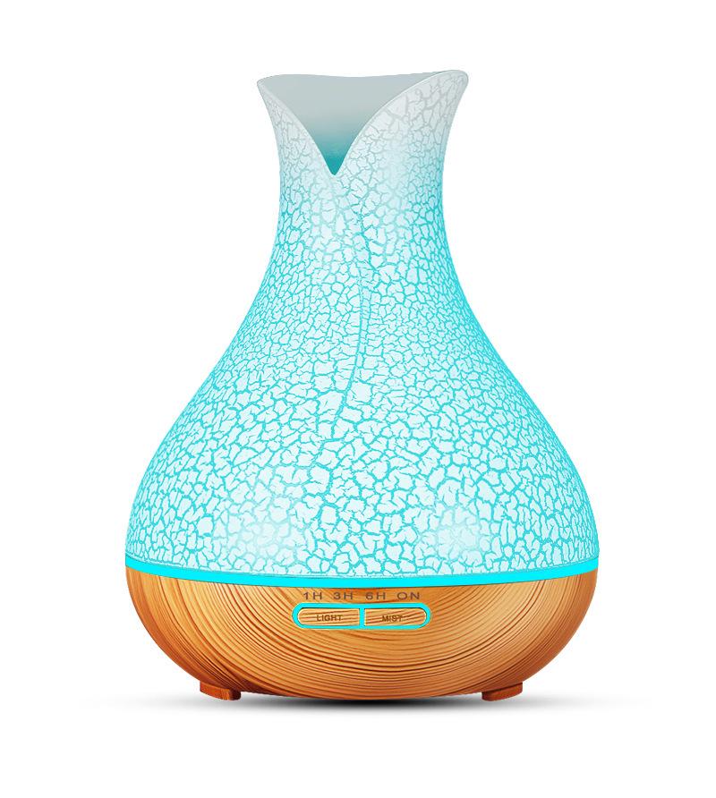

White Lattice Essential Oil Aroma Diffuser: Large Capacity Silent Humidifier with Petal Design and Cracked Finish UK Plug