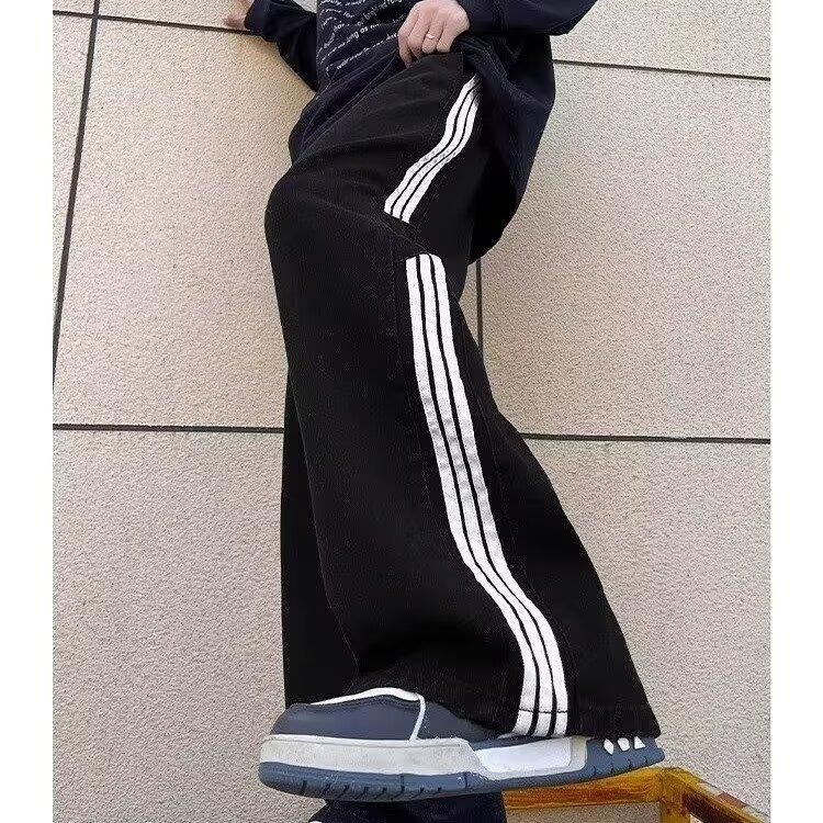 Popular American Striped Jeans Men's Spring and Autumn 2026 New Trendy Brand Loose Straight High Street Vibe Trousers
