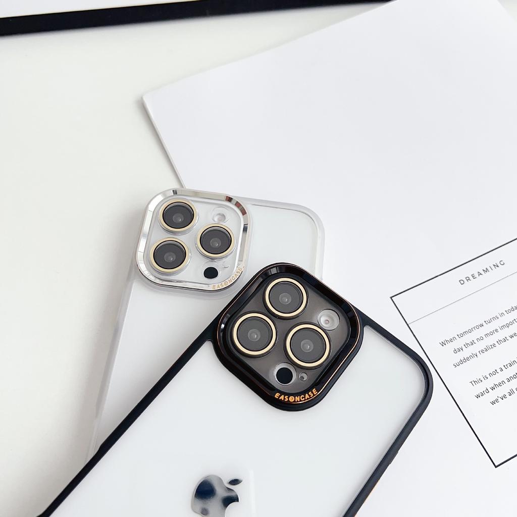 Luanjin Series Suitable for IPhone16promax High Transparent Mobile Phone Case Apple 15 Lens Film 14 Full Inclusive Metal Ring