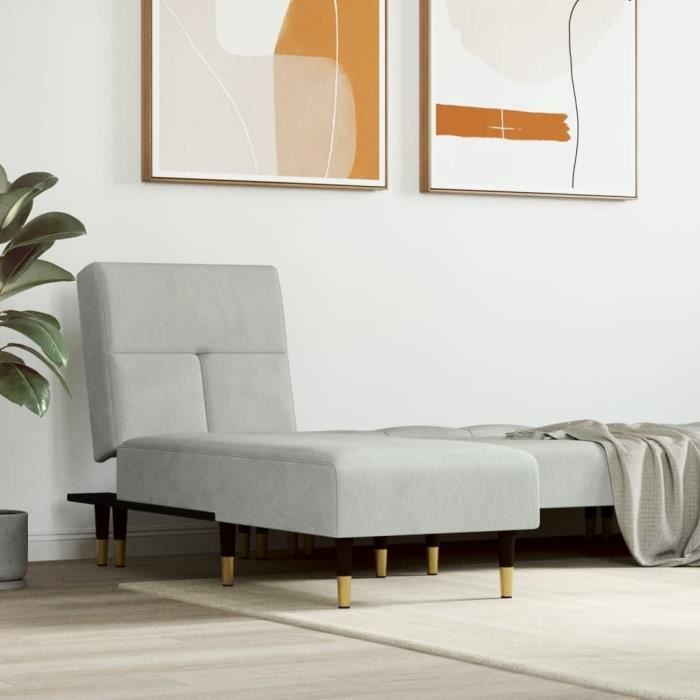 VidaXL Chaise longue gris clair velours 352808