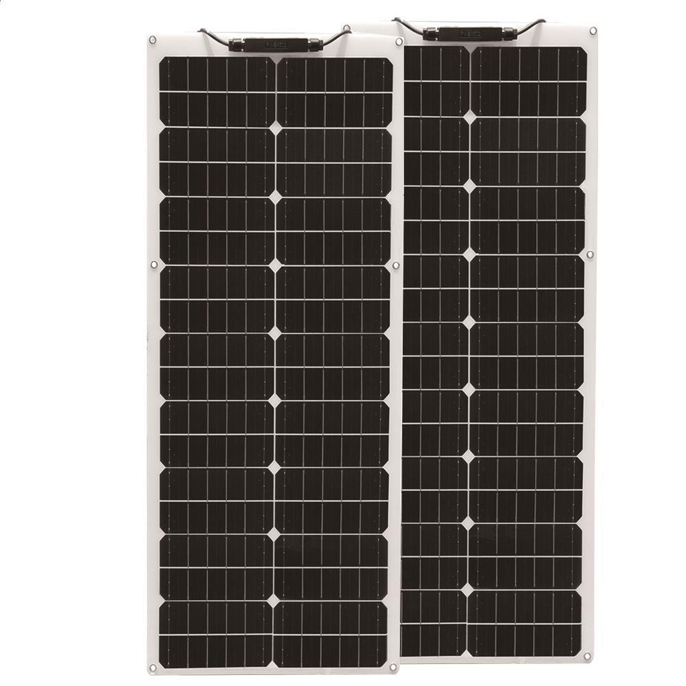 Flexible Solar Panel 50 Watt 12 Volt Monocrystalline Semi-Flexible Bendable 50W 100W Off-Grid Charger Marine RV Cabin Van Car 4
