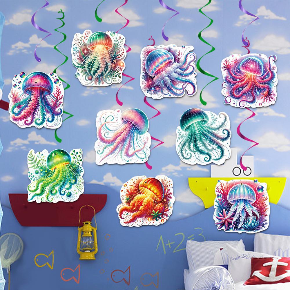 Ocean Colorful Jellyfish Pattern Birthday Party Decoration Pendant Hanging