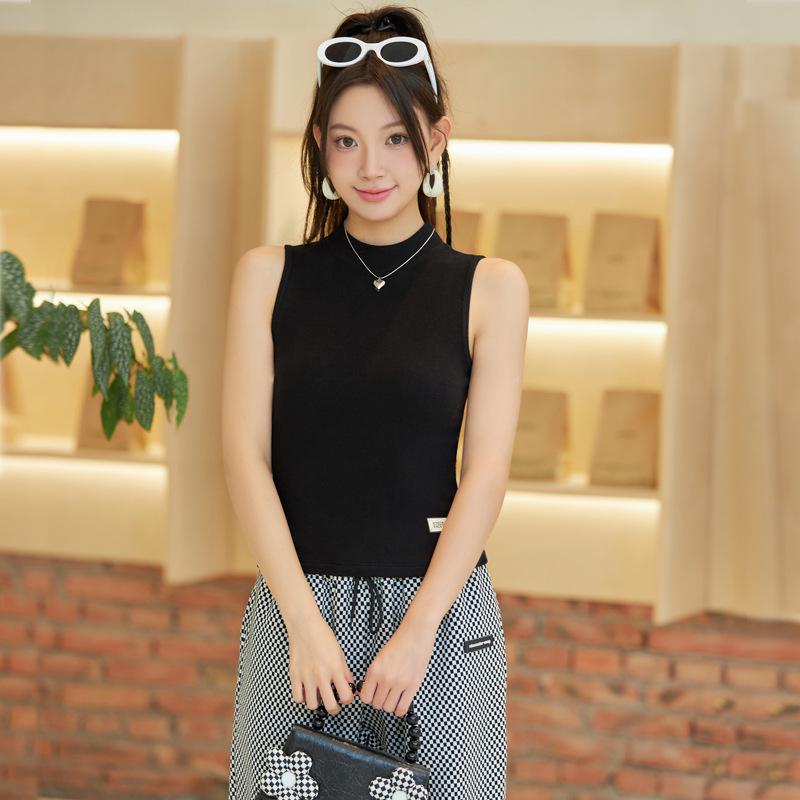 

Осенне-зимний жилет для девочек с полувысоким воротником из плюша: Повседневный облегающий топ без рукавов One Size