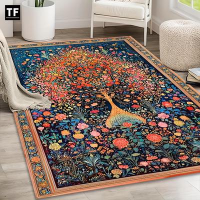 Bohemian Floral Area Rugs Plants Anti-slip Floor Mat Carpet for Bedroom Kitchen Living Room Indoor Entrance Doormat Gifts