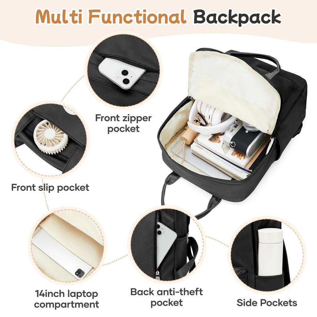 School Backpack Girls Teenage Women 14 Inch Laptop Anti Theft Work Backpack School Nurse Backpack Mochilas Juveniles Adolescente
