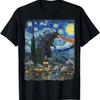Kaiju Monser Japanese Vangogh Sarrynigh Vinage T-Shir Summer Shor-Sleeved Breahable Swea-Wicking Versaile Rendy
