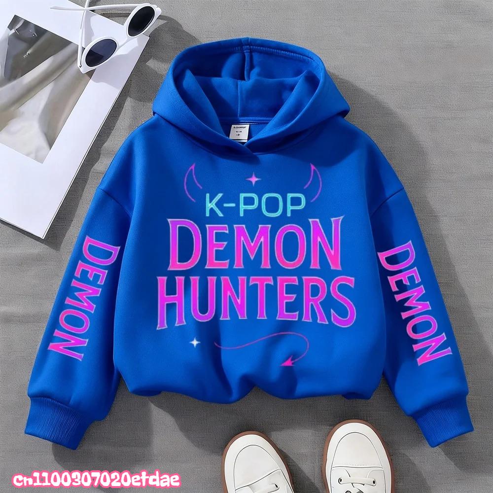 Children's KPop Demon Hunters Hoodies Girls Pink Boy Pink Tops Sweatshirt Long Sleeve Pullovers Coat Autumn Winter Casual Hooded