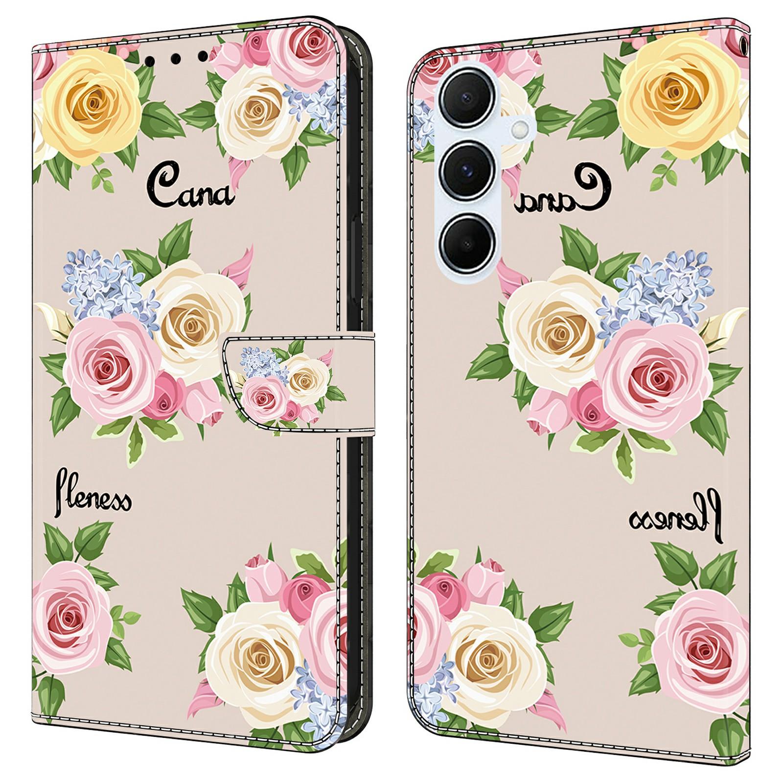 

Для Samsung Galaxy A25 5G (Глобальный) (161,0 х 76,5 х 8,3 мм) Чехол с печатью рисунка, противоударный, кожаный кошелек, чехол для телефона Colorful Flowers