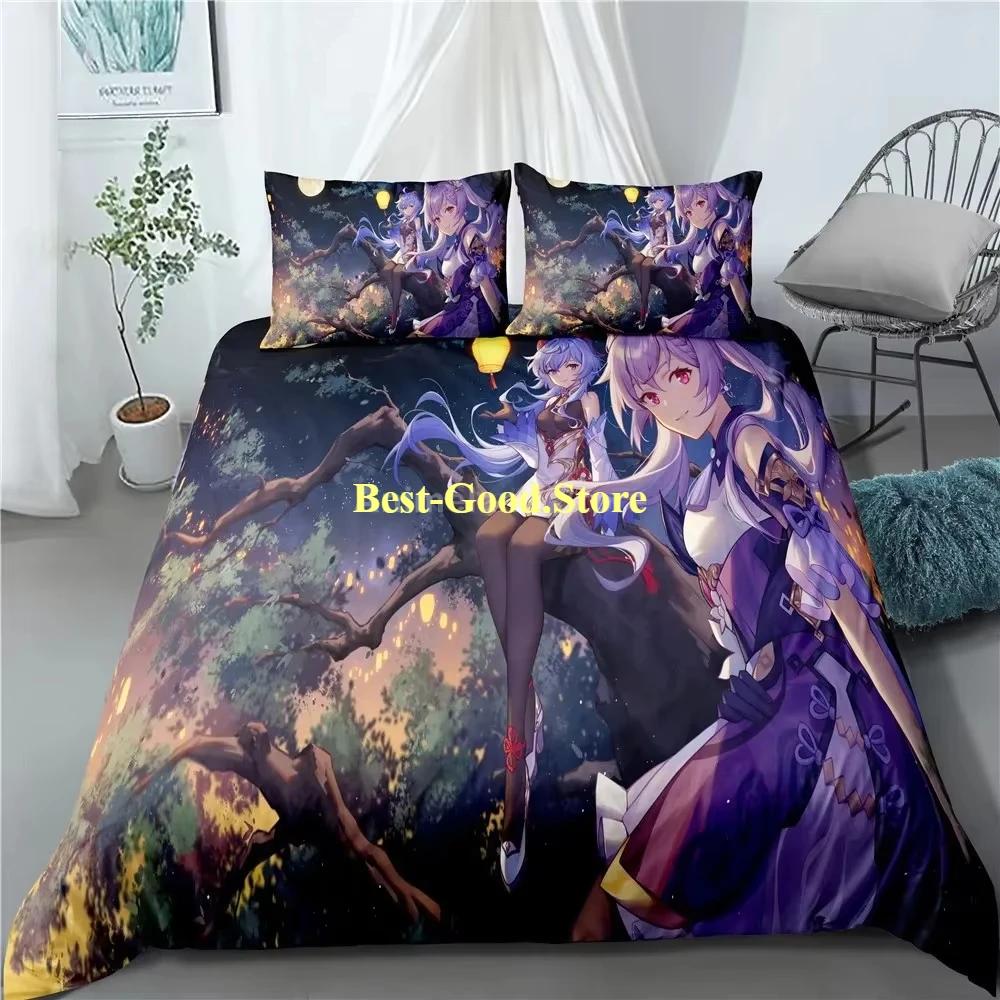Genshin Impact Beding Set Game Print Duvet Cover Quilt Soft Duvet Cover Sets Home Textile Quen King-Sized Dimensionsd Dimensions Girl Children Kids