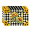 4/6pcs Set, Sunflower-Themed Kitchen Heat-Resistant Table Mats for Spring And Summer, Preventing Water, Oil, And Burns, Living Room Tablecloth