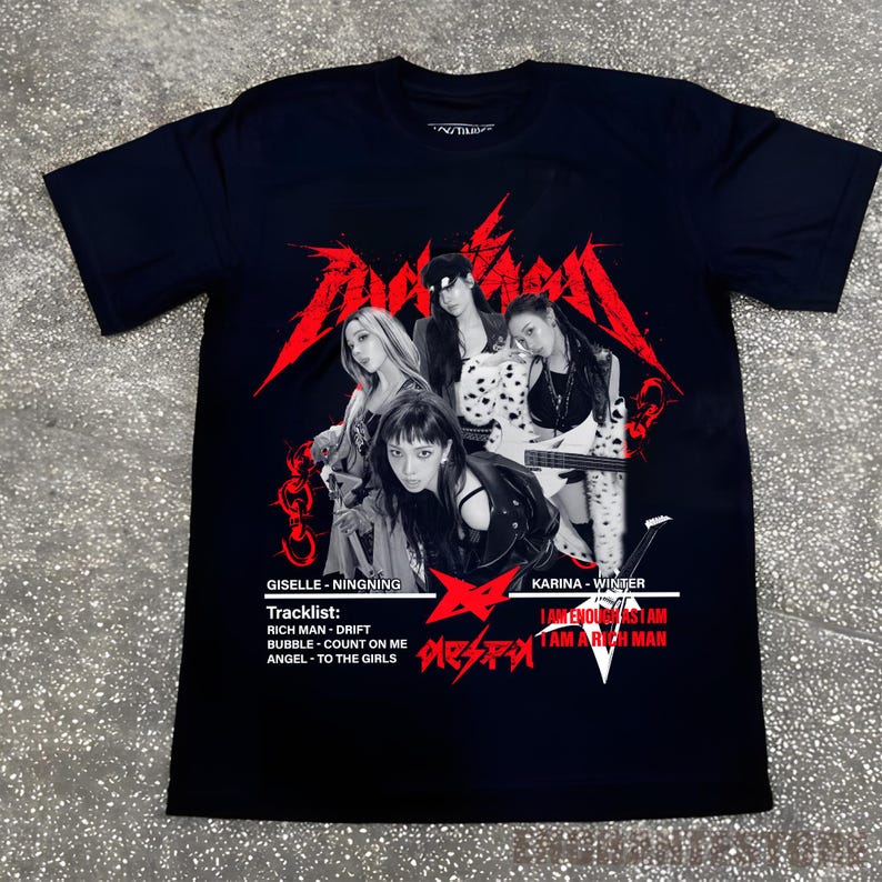 2026 Retro Aespa Rich Man Shirt Aespa I Am a Rich Aespa Synk Aexis Line Shirt 2026 Aespa Live Tour Synk Aexis Line Merch 4XL