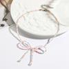 Delicate Bowknot Clavicle Chain Acrylic Beaded Butterfly Bow Collar Necklace Jewelry Clavicle Chain for Women Girls