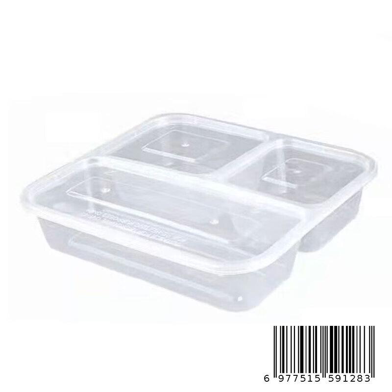 Disposable 3-Compartment Round Meal Prep Containers