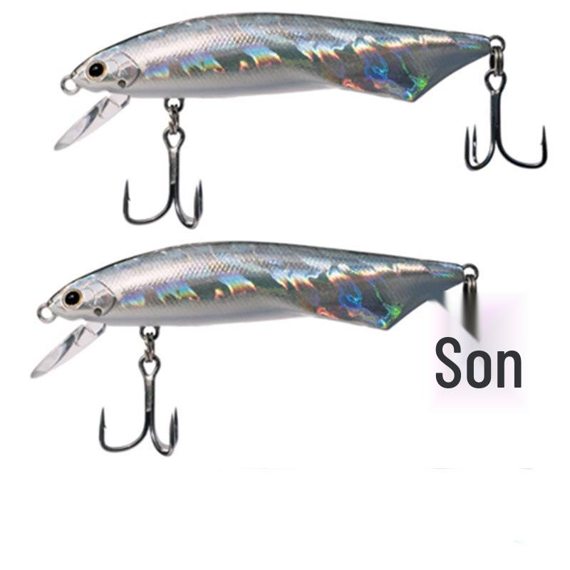 

Meixia Silver Knife Minnow Sinking Lure, 2-Pack, Red Tail Crucian Carp Design for Long Cast. 15g