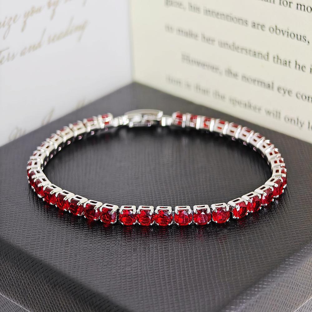 2026 New Arrival 4mm Luxury Red Blue Green Silver Color Bracelet Bangle for Women Valentine's Day Gift Jewelry Wholesale S5787
