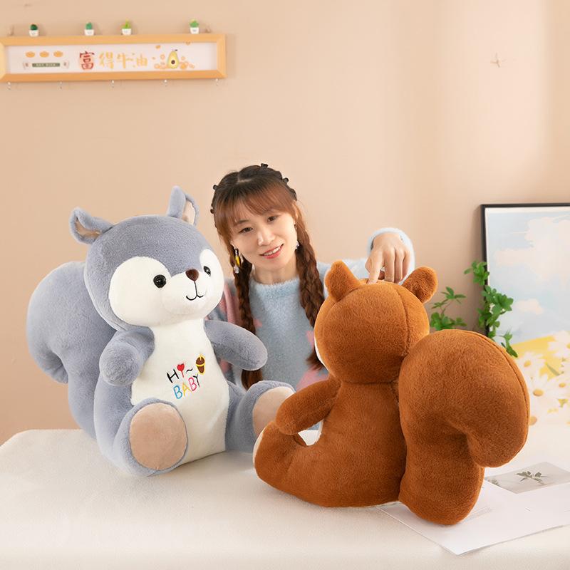 Cute Squirrel Plush Toys Children's Comfort Doll Home Decoration Birthday Gift Big Tail Rat
