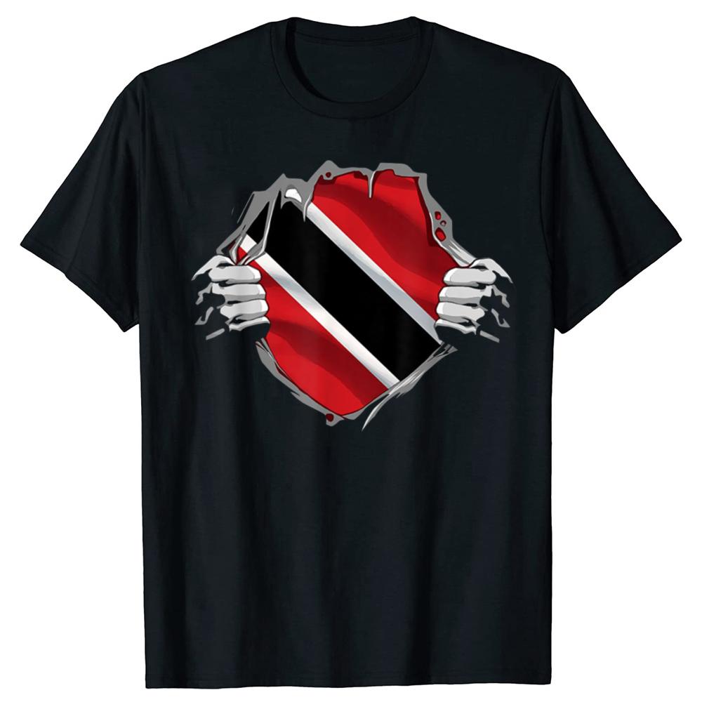 Funny Trinidad Flag Trinidadian T Shirts Cotton Streetwear Birthday Gifts Unisexs Clothing Fashion Casual Loose Oversized T Shirt