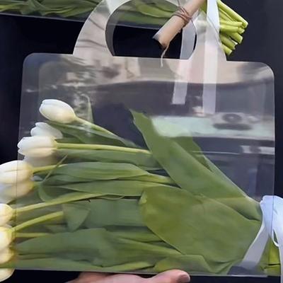 1 Adet Şeffaf Evcil Hayvan Taze Çiçek Buketi El Çantası Çiçekler Sarma El Çantası Festivaller Parti Gül Paketi Taşınabilir Ambalaj Çantası