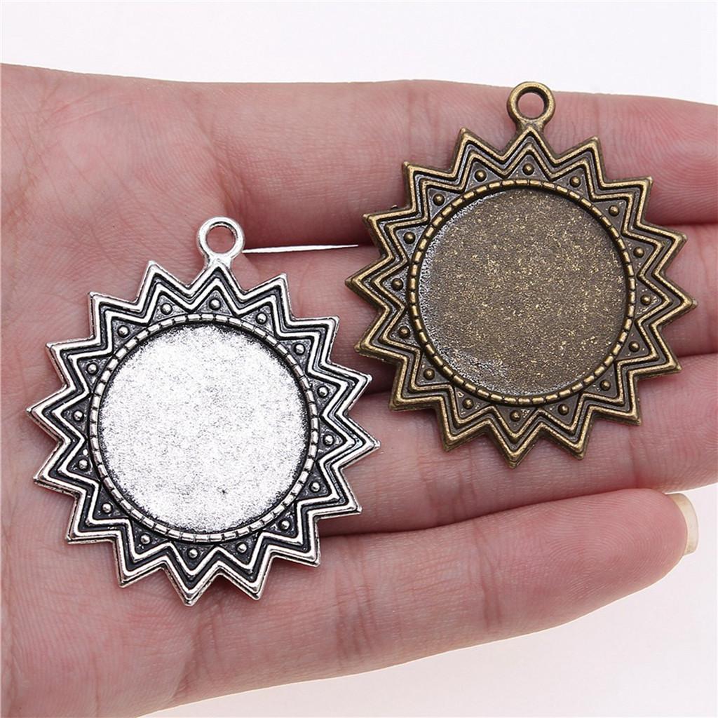 Pasuje do okrągłych podstawek 25 mm, tacek na kaboszony, oprawka antyczny brąz/srebro, część do tworzenia biżuterii DIY