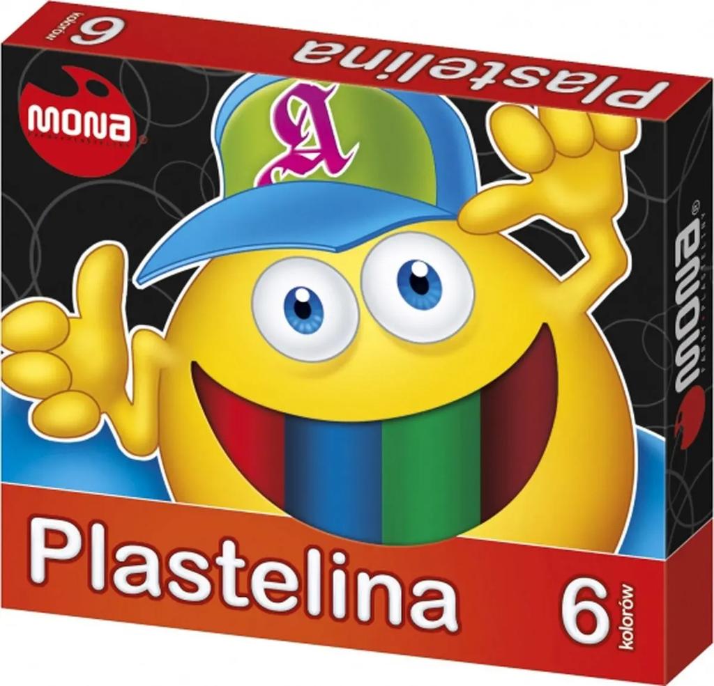 Mona Plastelina 6 kolorów miękka masa plastyczna na bazie wosku 1 szt.
