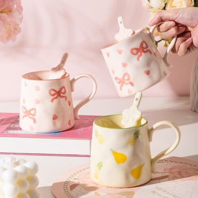 Cute Ceramic Mug High-value Water Cup Small Fresh Large Capacity Ceramic Mug Plus Spoon Beautiful Cup Funny Coffee Cups Mugs Tea