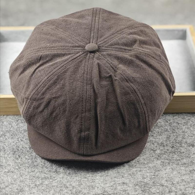 Spring and Summer Thin Breathable Big Head Circumference Octagonal Hat European and American Style Casual Fashion Trend Forward Hat Simple Solid Colo