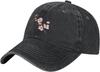 Black Beautiful Peach Blossom Branches Printed Washed Cowboy Baseball Cap for Adults Stylish and Breathable Hat