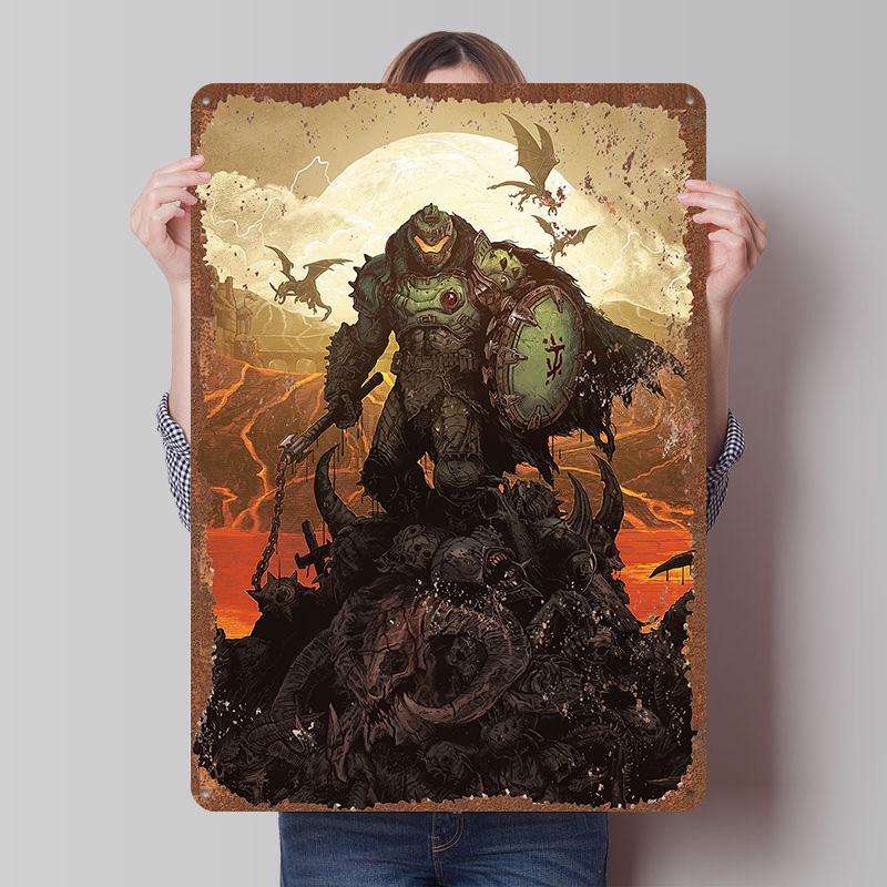 DoomS Tinplate Posters Custom Wall Art Vintage Metal Signs Retro Tin Plaque for Bedroom Decoration Gaming Home Decor Accessories