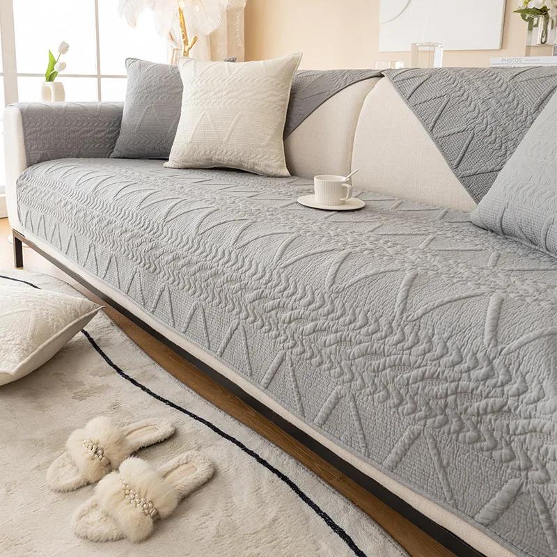 

Подушка для дивана из стираного хлопка, современная подушка для сиденья, нескользящий жаккардовый чехол для дивана, проживание в семье, универсальный чехол Four Seasons, тканевое полотенце 45x45cm pillowcase серый