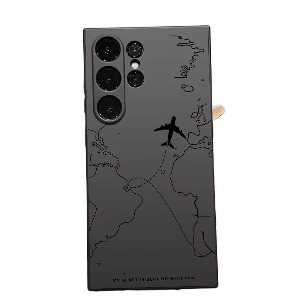 Temu hot-selling aircraft route Samsung S24FE silicone mobile phone case S23 + protective case S25ULTRA Extreme Edition
