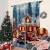 2pcs 2D Flat Printing Merry Christmas Scene Curtains Christmas Winter Lodge Versatile 100% Polyester Without Electricity Spring