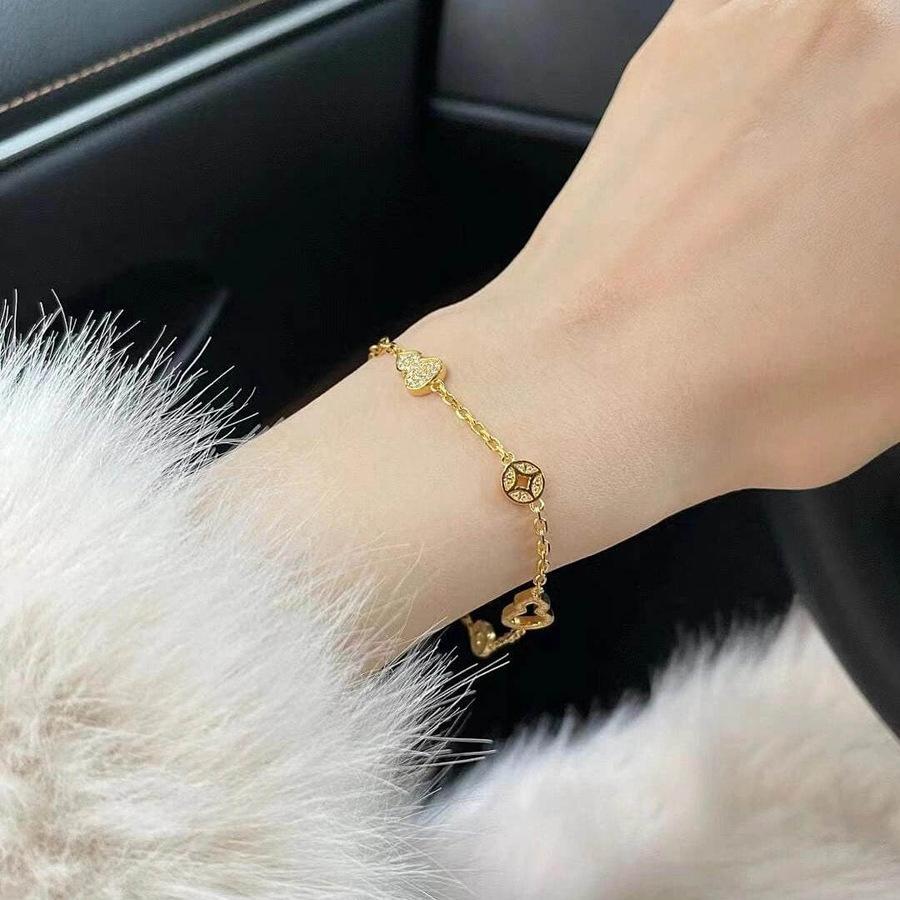 24k Zircon Gourd Pendant Bracelet New Chinese Light Luxury Bracelet Fashion Versatile Niche Jewelry Women