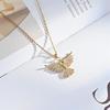 Gradient Diamond Feather Sword Pendant Necklace with Angel Wings Design