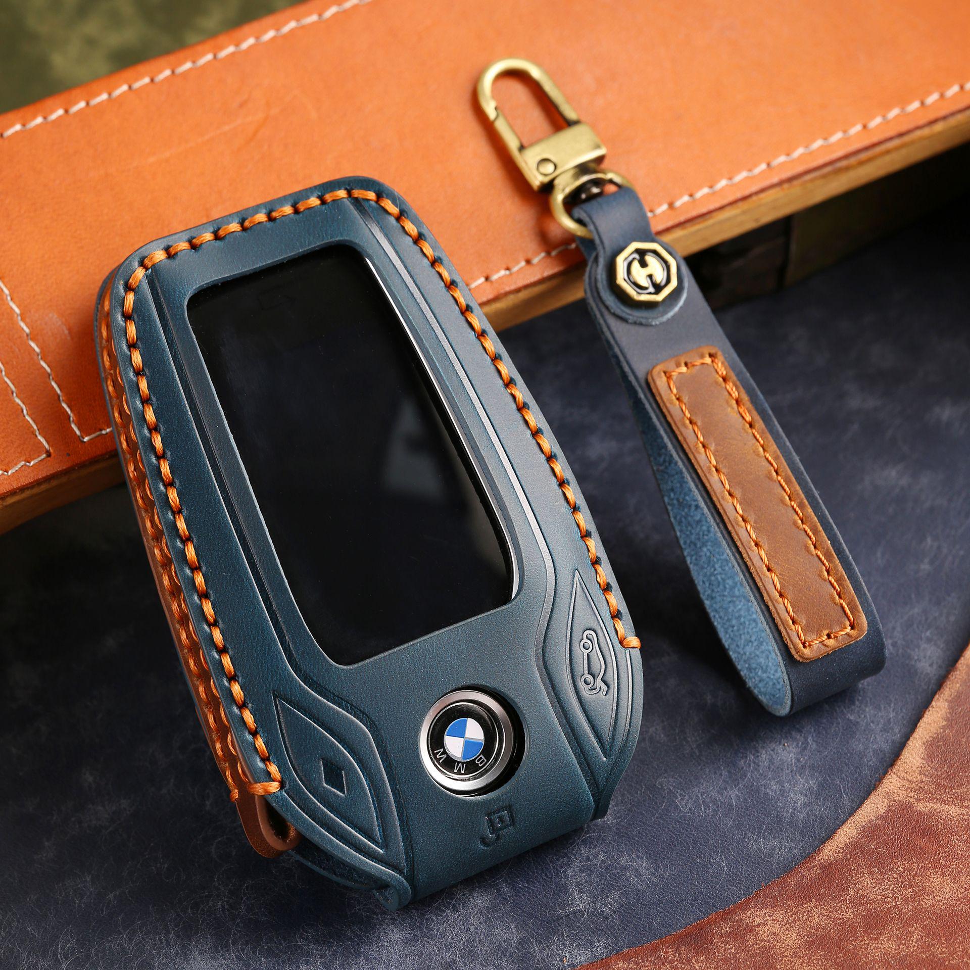 

Leather LCD Key Cover for BMW 7 Series 730Li 740 and 5 Series 530 коричневий