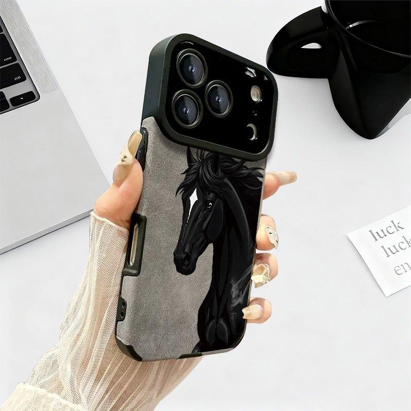Creative dark horse pattern phone case suitable for iPhone 17 16 15 14 13 12 11 Pro/Max/Plus anti drop and shockproof back cover