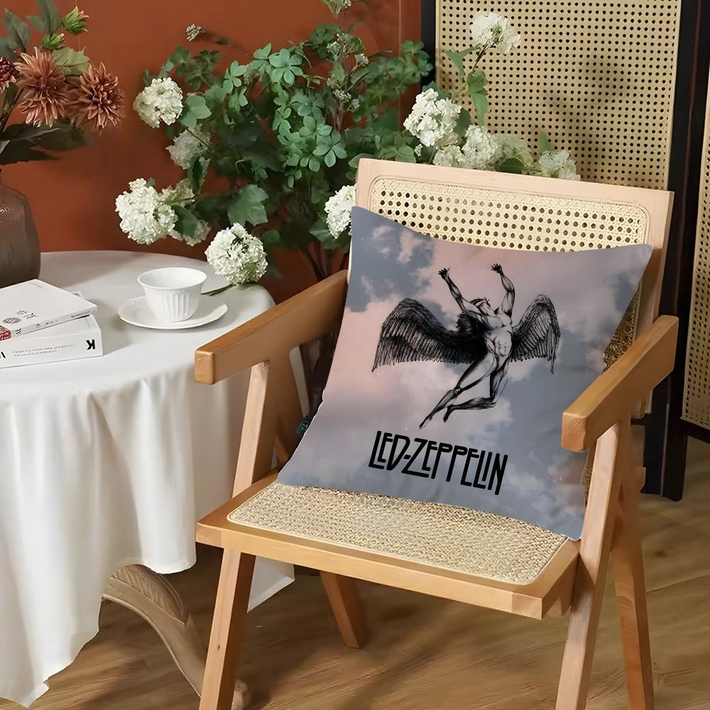 Band LLed Zeppelin Cushion Cover Silky Short Plush Invisible Zipper Dustproof Sofa Pillow Case for Home Decor