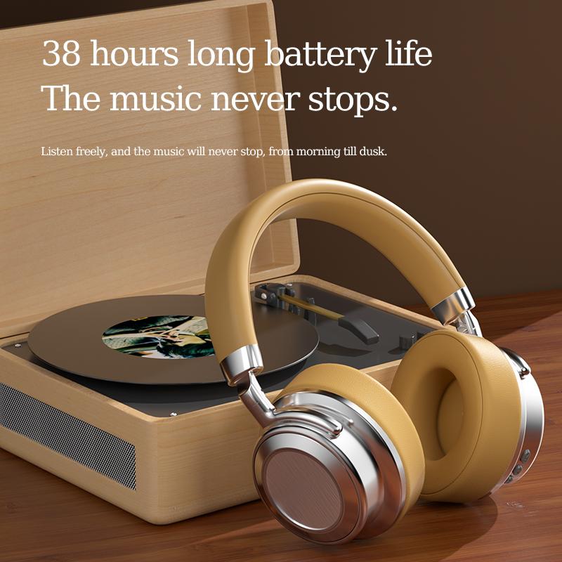 Headset CR-9 Metal Retro Wireless Bluetooth Headset 5.4 Sports Fashion Business Ear Music Headphones Long Battery Life